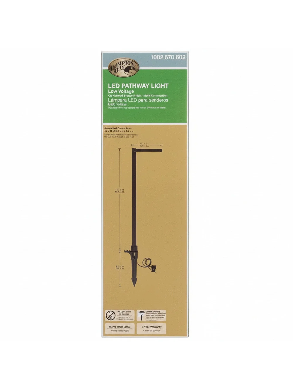 Hampton Bay LED Pathway Light, Low Voltage, Oil-Rubbed Bronze Finish, Warm White